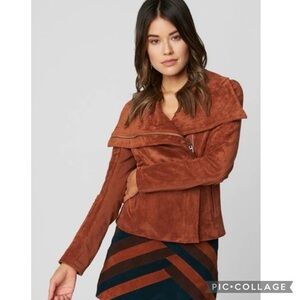 SL8 Moto Jacket Faux Suede Rust Brown S Biker Edgy